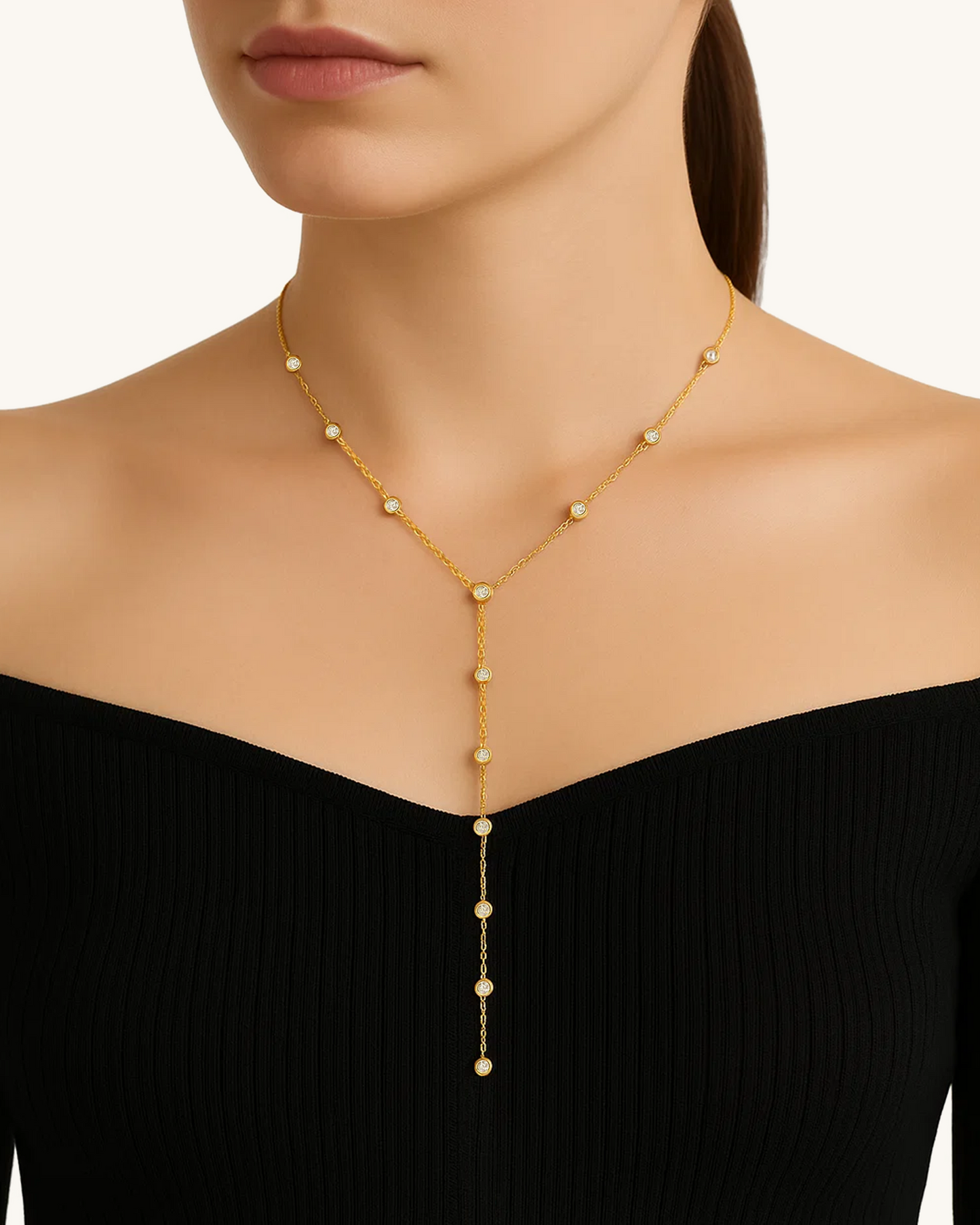 BEZEL LARIAT NECKLACE