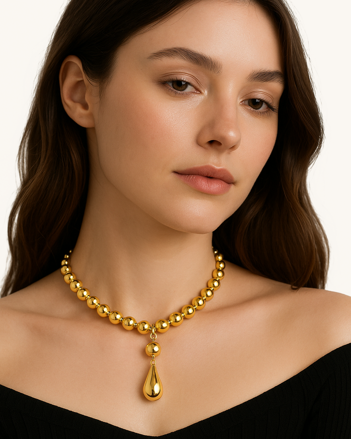 METAL DROP BEAD NECKLACE