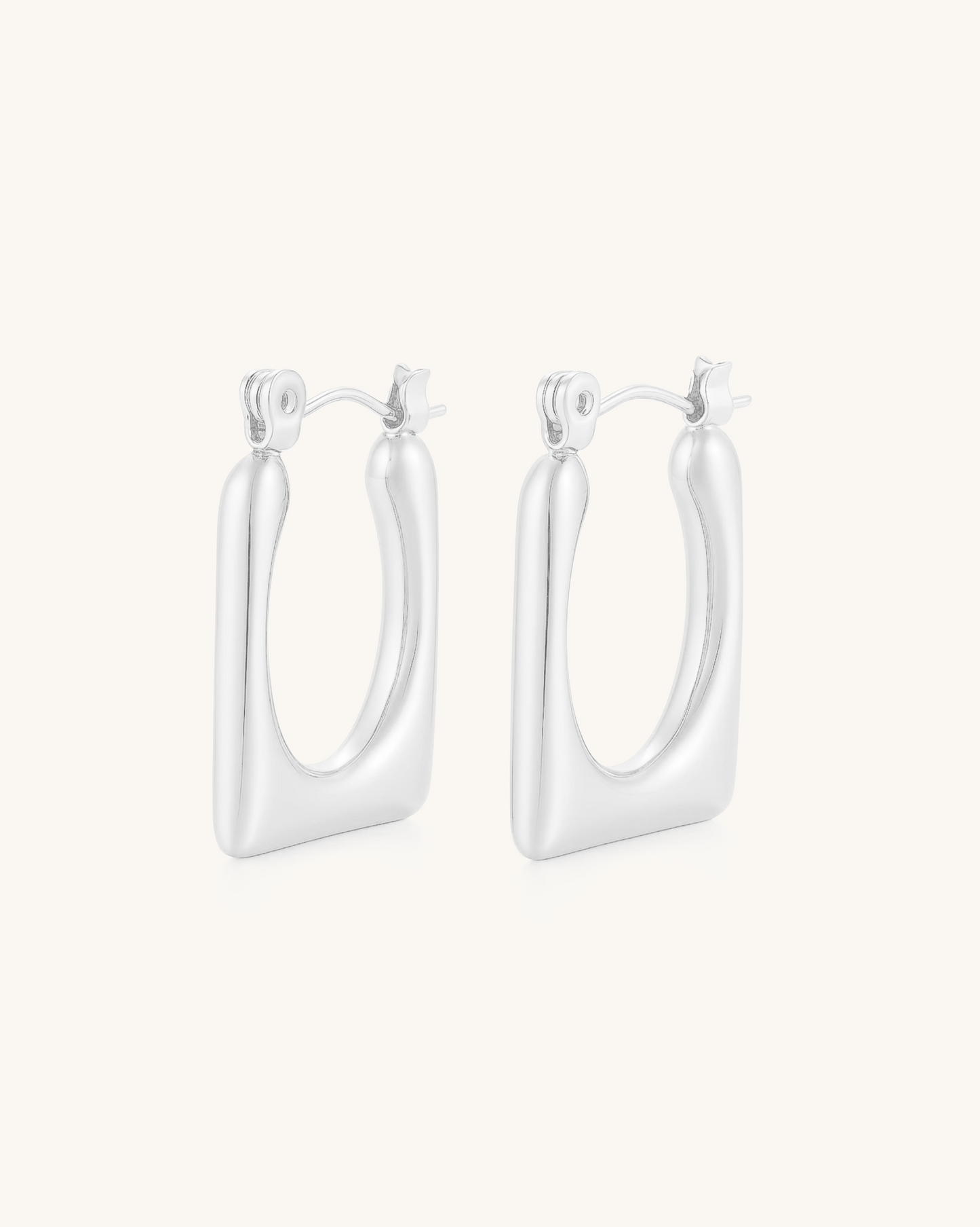 TRAPEZOID BOLD HOOP EARRING
