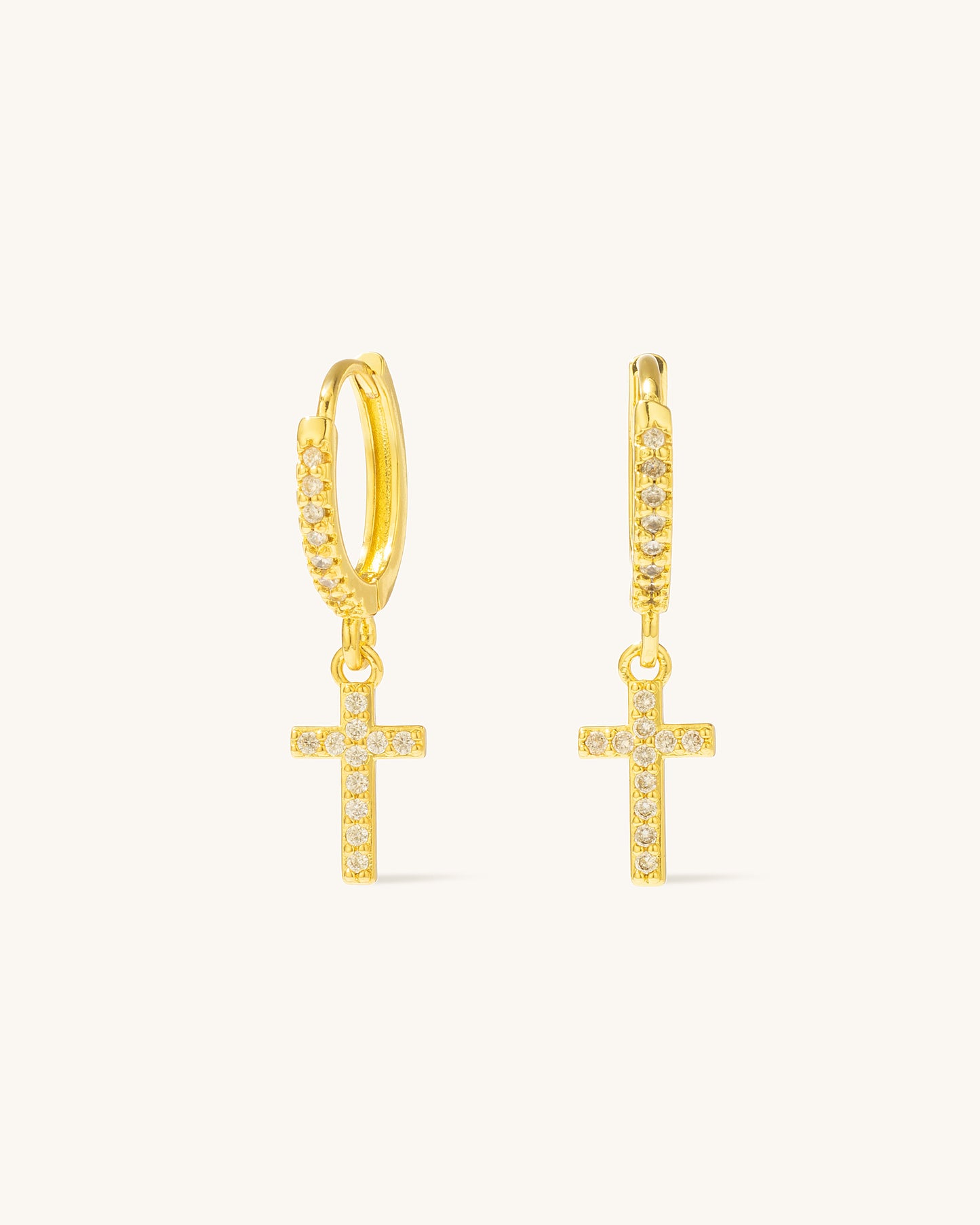 DAINTY CROSS HOOPS