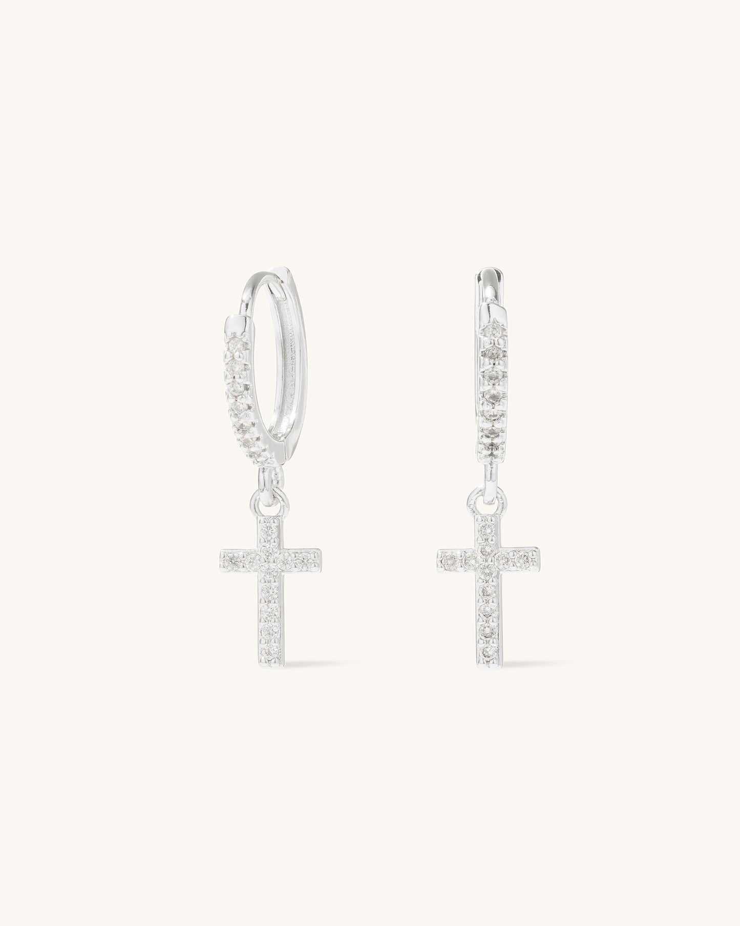 DAINTY CROSS HOOPS