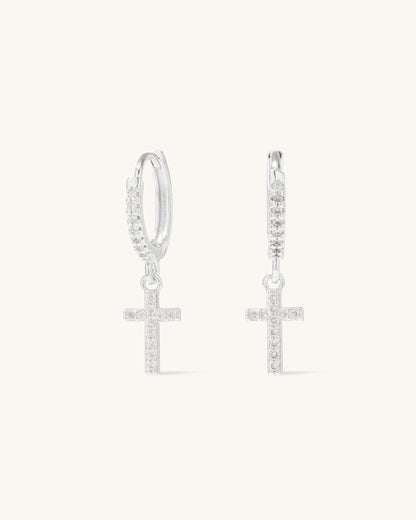 DAINTY CROSS HOOPS