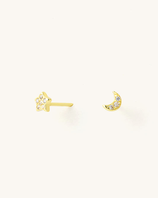 MOON AND STAR STUDS