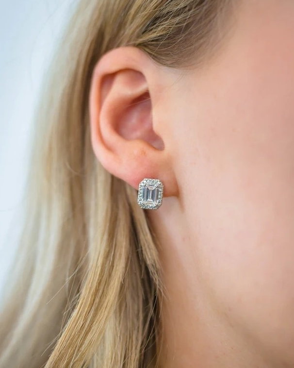 EMERALD-CUT STUDS