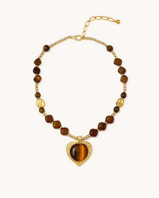 TIGER EYE HEART NECKLACE