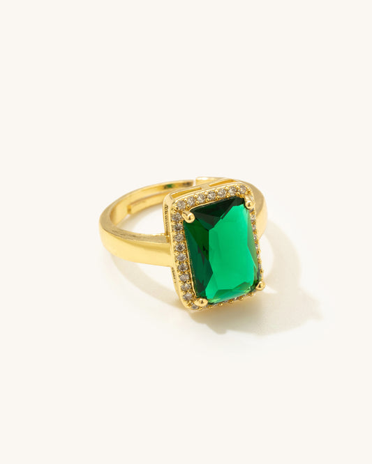 GREEN RECTANGLE RING