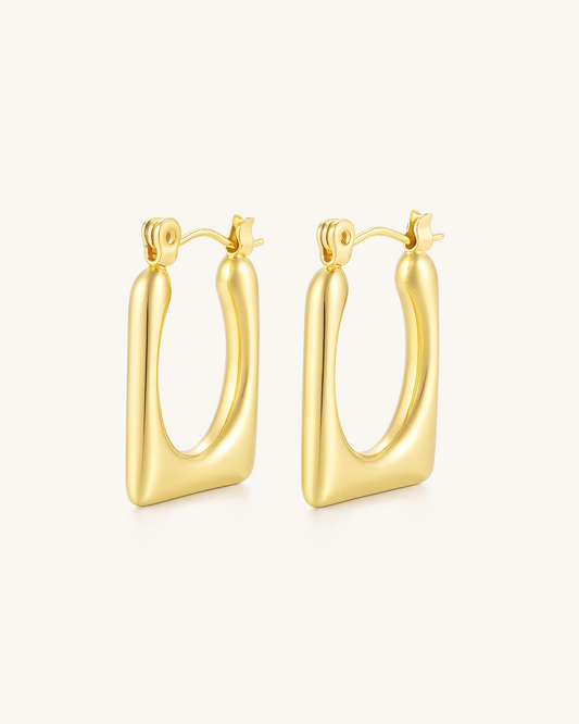 TRAPEZOID BOLD HOOP EARRING