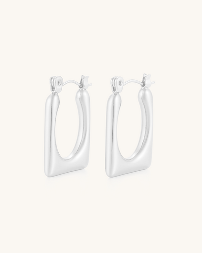 TRAPEZOID BOLD HOOP EARRING