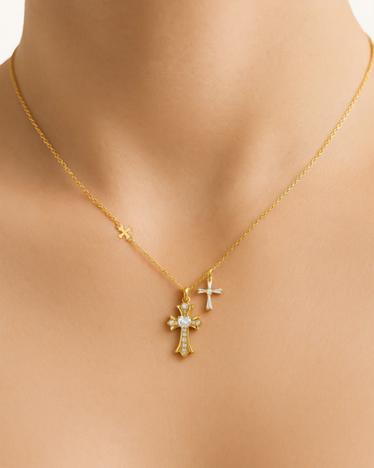 DOUBLE CROSS NECKLACE